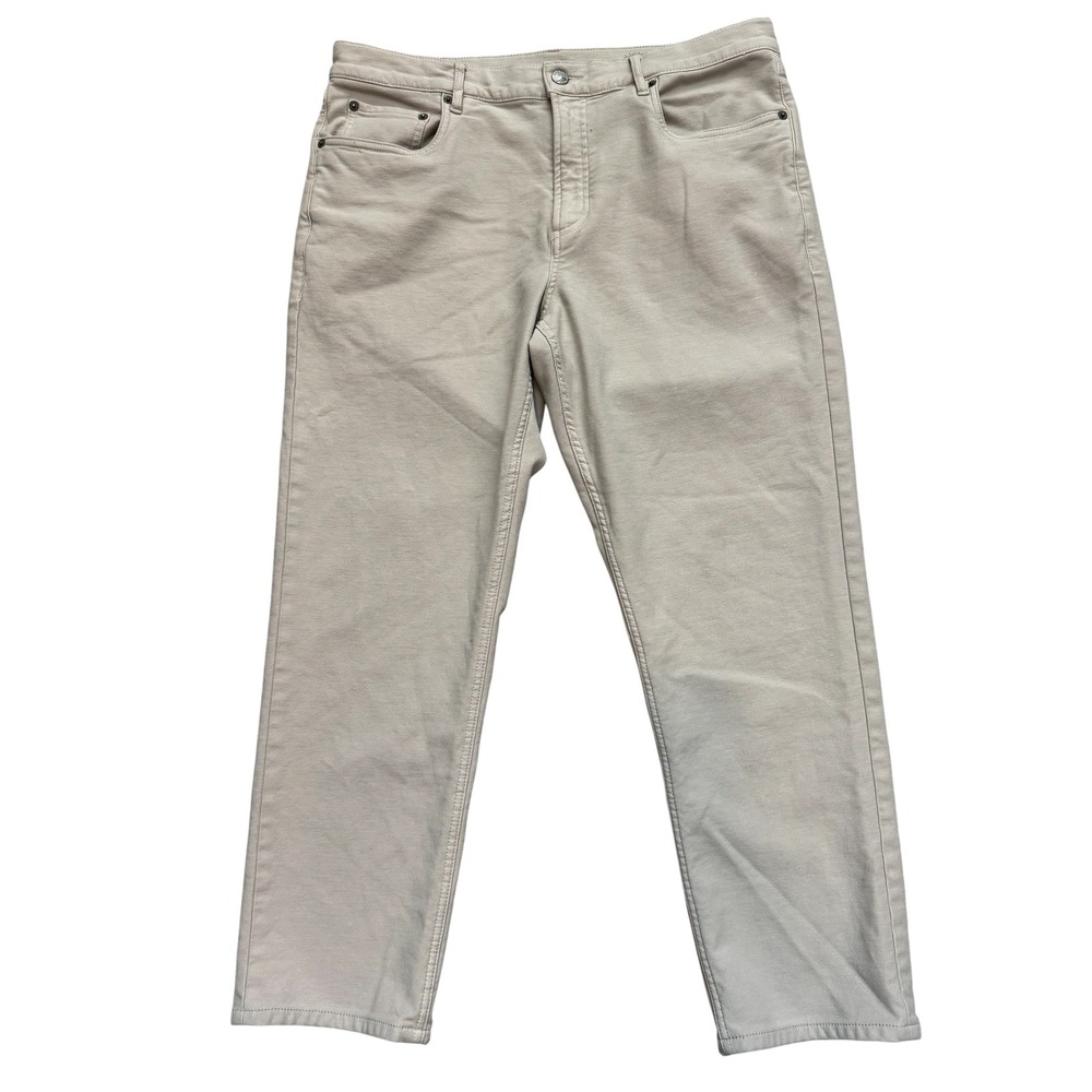 Faherty Brand Mens Stone 5-Pocket Straight Leg Pants MBF2437-STN 35x32